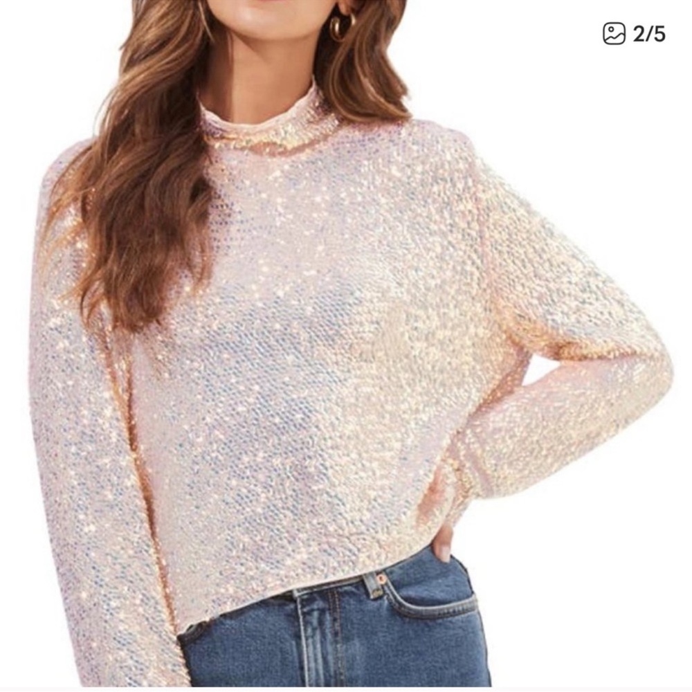 ASTR the Label Iridescent Open Back Top